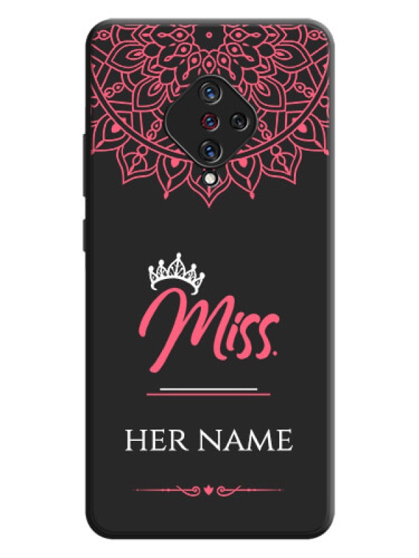Custom Mrs Name with Floral Design on Space Black Personalized Soft Matte Phone Covers - Vivo S1 Pro