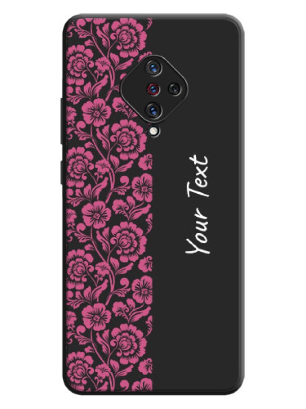 Custom Pink Floral Pattern Design With Custom Text On Space Black Personalized Soft Matte Phone Covers -Vivo S1 Pro