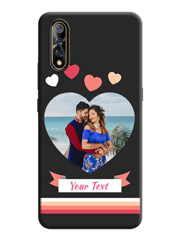 Custom Love Shaped Photo with Colorful Stripes on Personalised Space Black Soft Matte Cases - Vivo S1
