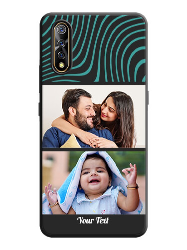 Custom Wave Pattern with 2 Image Holder on Space Black Personalized Soft Matte Phone Covers - Vivo S1