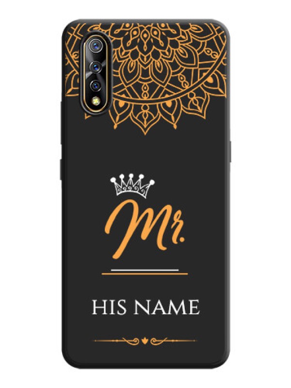 Custom Mr Name with Floral Design  on Personalised Space Black Soft Matte Cases - Vivo S1