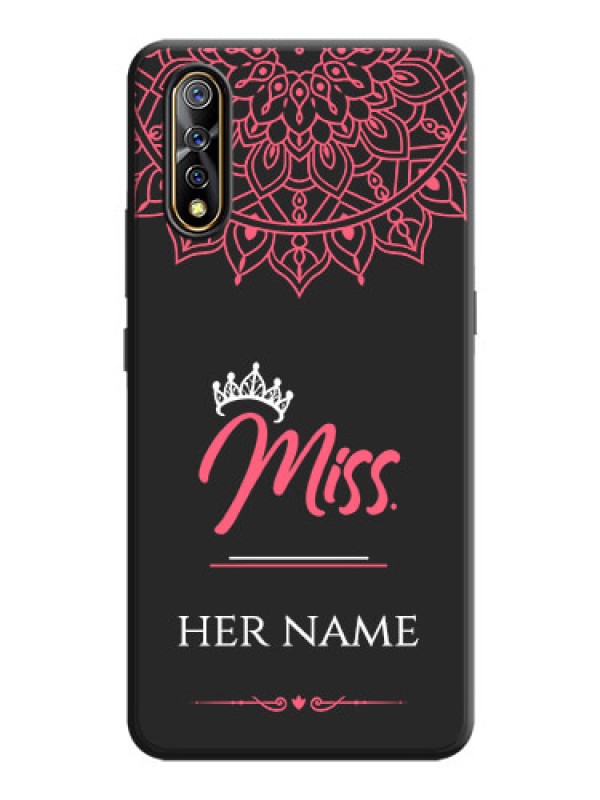 Custom Mrs Name with Floral Design on Space Black Personalized Soft Matte Phone Covers - Vivo S1