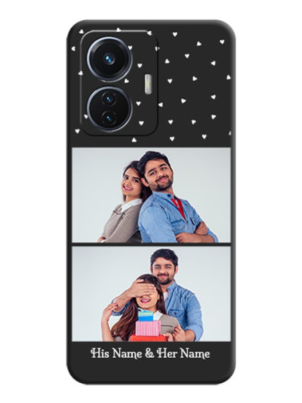 Custom Miniature Love Symbols with Name on Space Black Custom Soft Matte Back Cover - Vivo T1 44W 4G