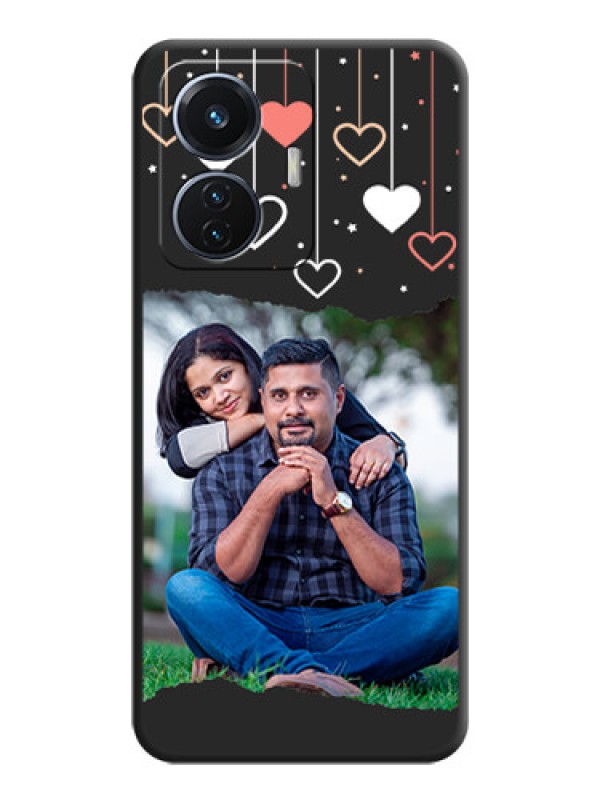 Custom Love Hangings with Splash Wave Picture on Space Black Custom Soft Matte Phone Back Cover - Vivo T1 44W 4G