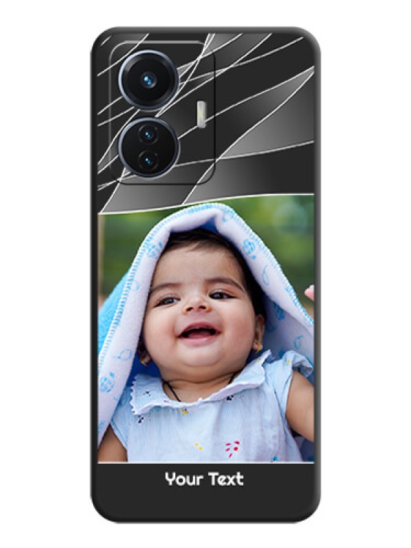 Custom Mixed Wave Lines on Photo on Space Black Soft Matte Mobile Cover - Vivo T1 44W 4G