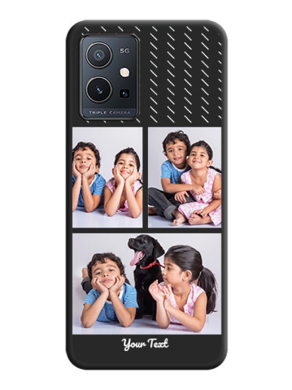 Custom Cross Dotted Pattern with 2 Image Holder  on Personalised Space Black Soft Matte Cases - Vivo T1 5G