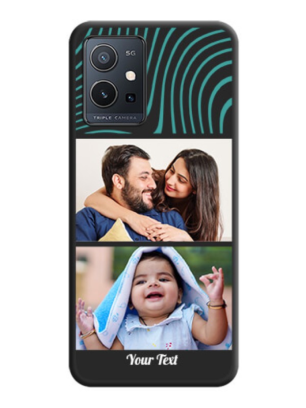 Custom Wave Pattern with 2 Image Holder on Space Black Personalized Soft Matte Phone Covers - Vivo T1 5G