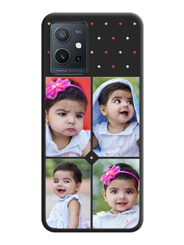 Custom Multicolor Dotted Pattern with 4 Image Holder on Space Black Custom Soft Matte Phone Cases - Vivo T1 5G