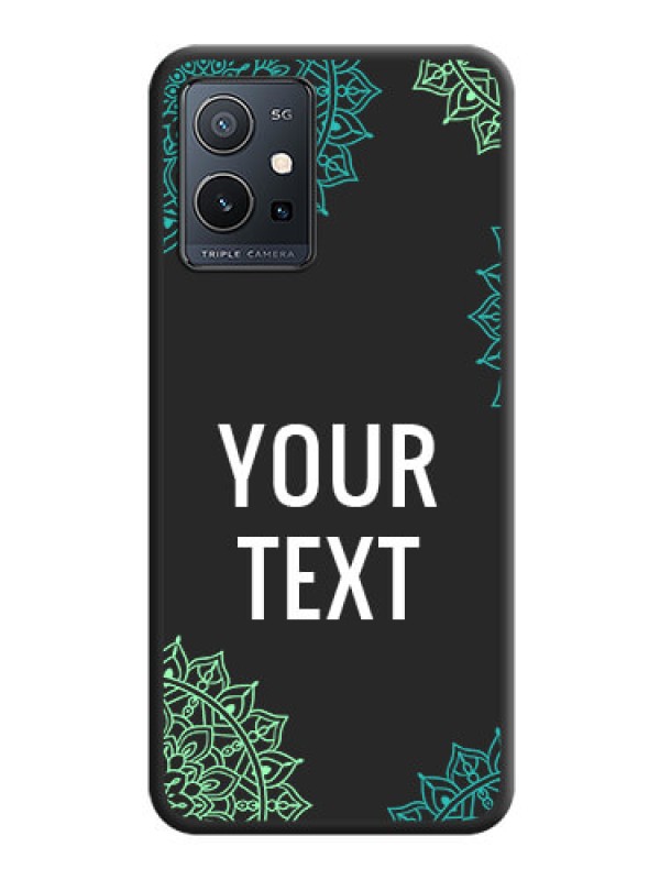 Custom Your Name with Floral Design on Space Black Custom Soft Matte Back Cover - Vivo T1 5G