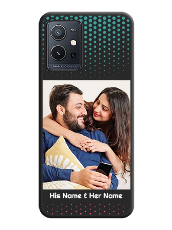 Custom Faded Dots with Grunge Photo Frame and Text on Space Black Custom Soft Matte Phone Cases - Vivo T1 5G