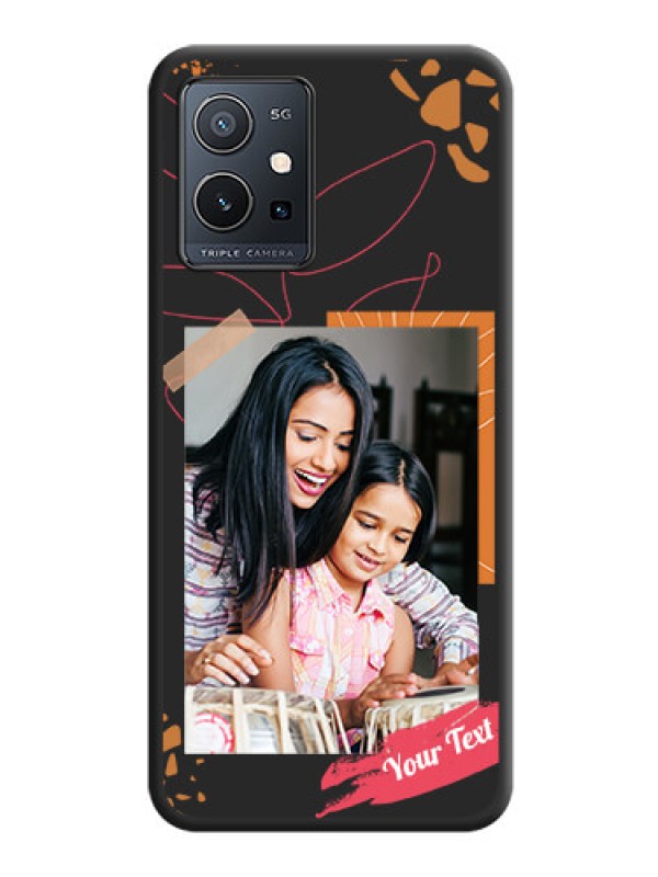Custom Orange Photo Frame on Space Black Custom Soft Matte Phone Back Cover - Vivo T1 5G