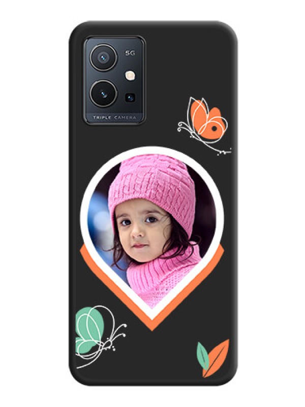Custom Upload Pic With Simple Butterly Design On Space Black Personalized Soft Matte Phone Covers -Vivo T1 5G