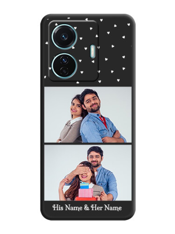 Custom Miniature Love Symbols with Name on Space Black Custom Soft Matte Back Cover - Vivo T1 Pro 5G