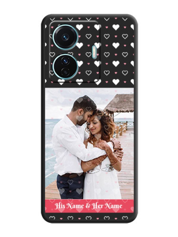 Custom White Color Love Symbols with Text Design on Photo on Space Black Soft Matte Phone Cover - Vivo T1 Pro 5G