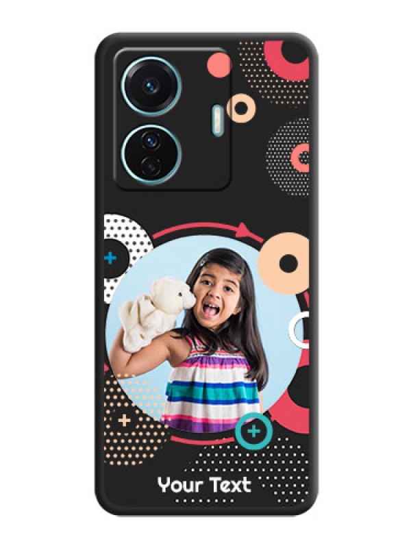 Custom Multicoloured Round Image on Personalised Space Black Soft Matte Cases - Vivo T1 Pro 5G