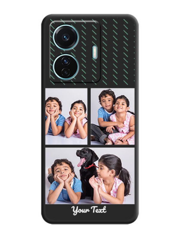 Custom Cross Dotted Pattern with 2 Image Holder  on Personalised Space Black Soft Matte Cases - Vivo T1 Pro 5G