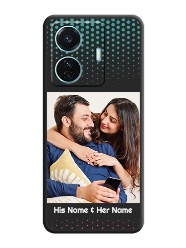 Custom Faded Dots with Grunge Photo Frame and Text on Space Black Custom Soft Matte Phone Cases - Vivo T1 Pro 5G