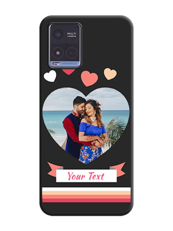Custom Love Shaped Photo with Colorful Stripes on Personalised Space Black Soft Matte Cases - Vivo T1x