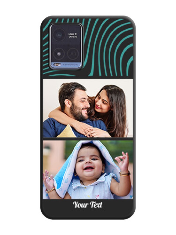 Custom Wave Pattern with 2 Image Holder on Space Black Personalized Soft Matte Phone Covers - Vivo T1x