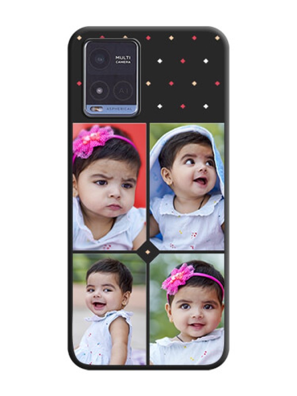 Custom Multicolor Dotted Pattern with 4 Image Holder on Space Black Custom Soft Matte Phone Cases - Vivo T1x