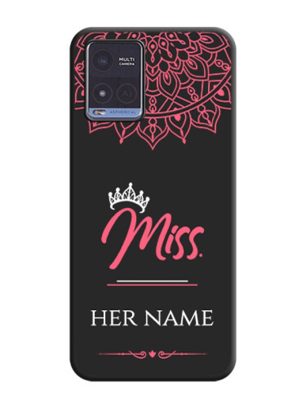 Custom Mrs Name with Floral Design on Space Black Personalized Soft Matte Phone Covers - Vivo T1x