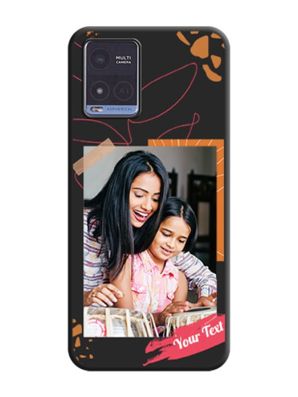 Custom Orange Photo Frame on Space Black Custom Soft Matte Phone Back Cover - Vivo T1x