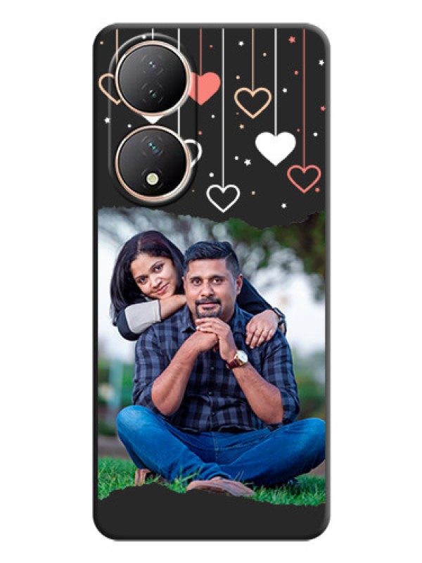 Custom Love Hangings with Splash Wave Picture on Space Black Custom Soft Matte Phone Back Cover - Vivo T2 5G