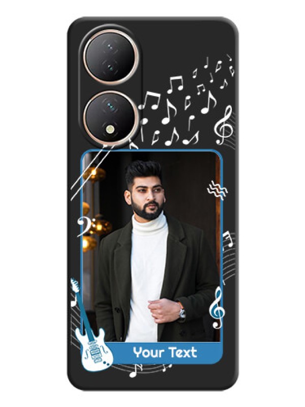 Custom Musical Theme Design with Text on Photo on Space Black Soft Matte Mobile Case - Vivo T2 5G