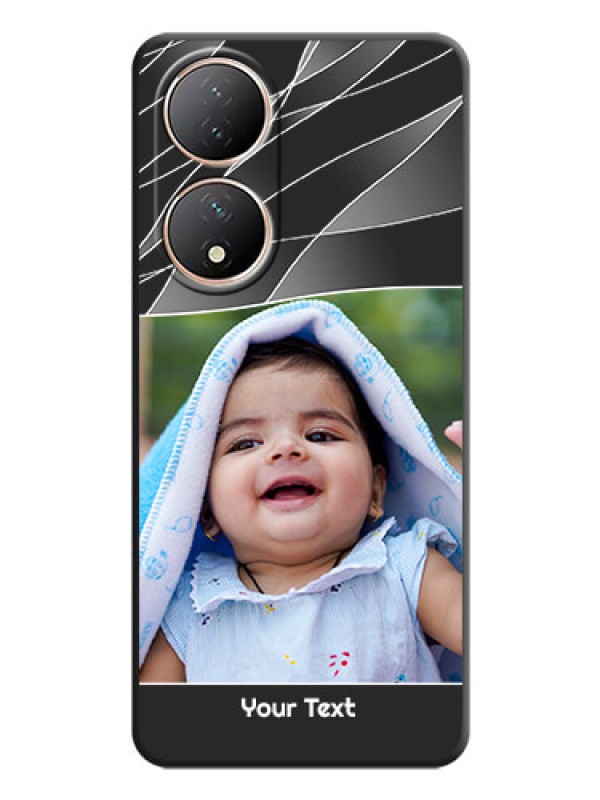 Custom Mixed Wave Lines on Photo on Space Black Soft Matte Mobile Cover - Vivo T2 5G