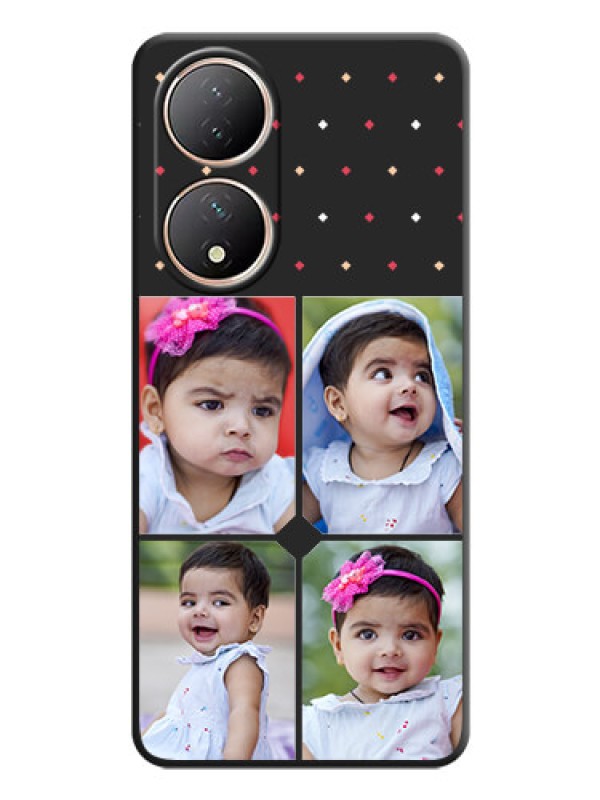 Custom Multicolor Dotted Pattern with 4 Image Holder on Space Black Custom Soft Matte Phone Cases - Vivo T2 5G