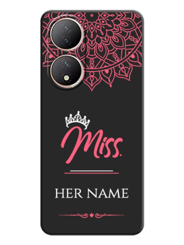Custom Mrs Name with Floral Design on Space Black Personalized Soft Matte Phone Covers - Vivo T2 5G