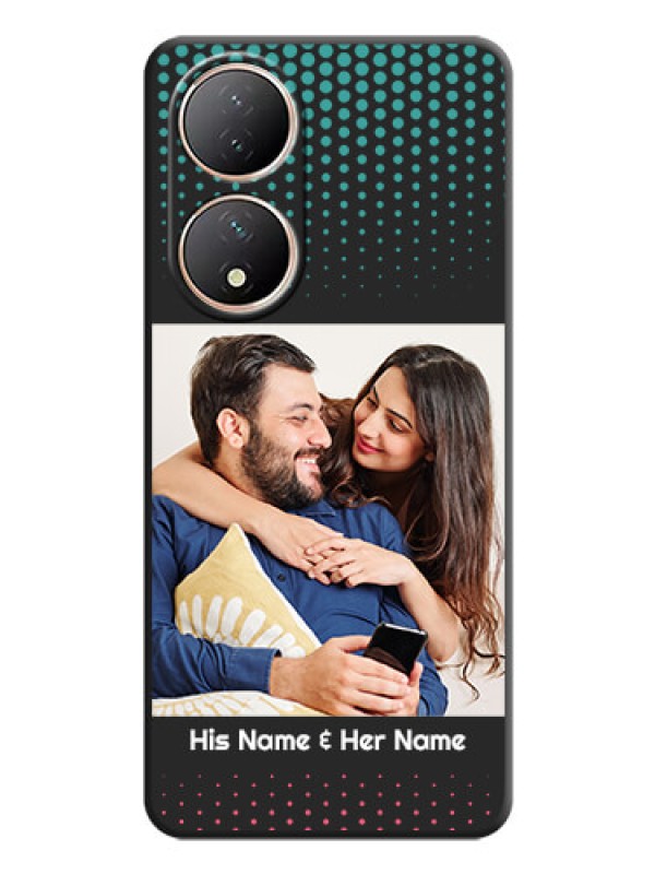 Custom Faded Dots with Grunge Photo Frame and Text on Space Black Custom Soft Matte Phone Cases - Vivo T2 5G