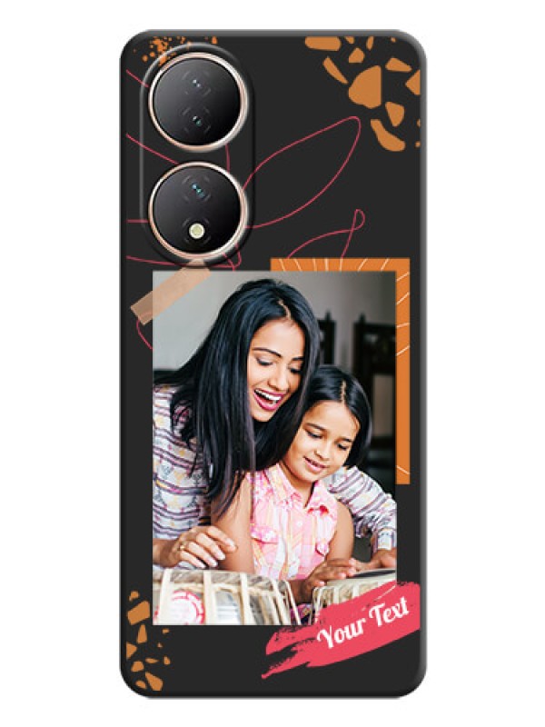 Custom Orange Photo Frame on Space Black Custom Soft Matte Phone Back Cover - Vivo T2 5G