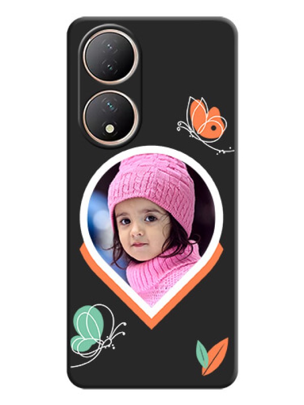 Custom Upload Pic With Simple Butterly Design On Space Black Personalized Soft Matte Phone Covers -Vivo T2 5G