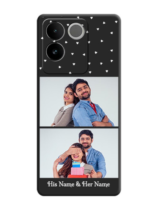 Custom Miniature Love Symbols with Name On Space Black Custom Soft Matte Mobile Back Cover - Vivo T2 Pro 5G