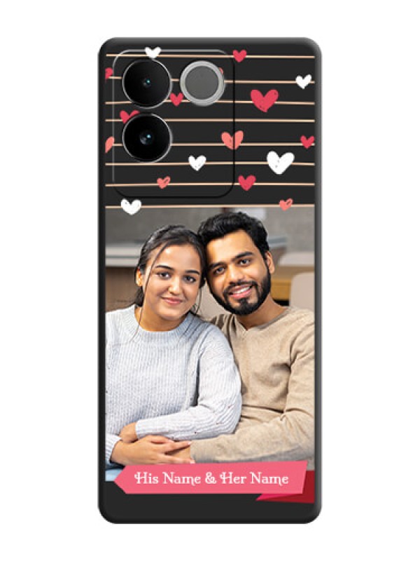 Custom Love Pattern with Name on Pink Ribbon  on Photo On Space Black Custom Soft Matte Mobile Back Cover - Vivo T2 Pro 5G