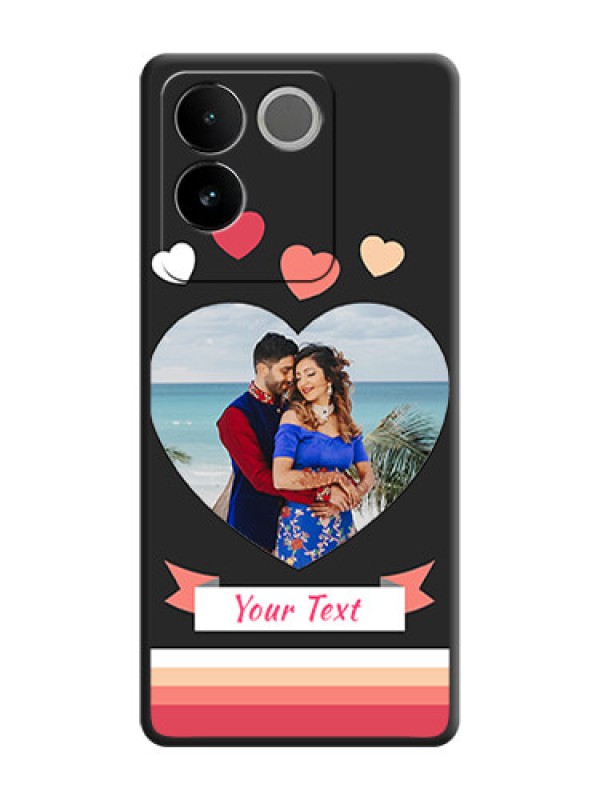 Custom Love Shaped Photo with Colorful Stripes On Space Black Custom Soft Matte Mobile Back Cover - Vivo T2 Pro 5G