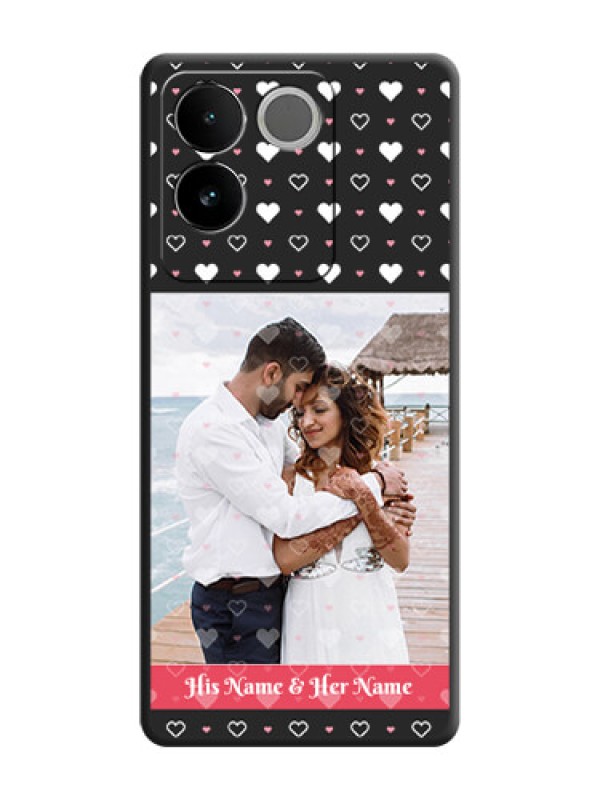 Custom White Color Love Symbols with Text Design on Photo On Space Black Custom Soft Matte Mobile Back Cover - Vivo T2 Pro 5G