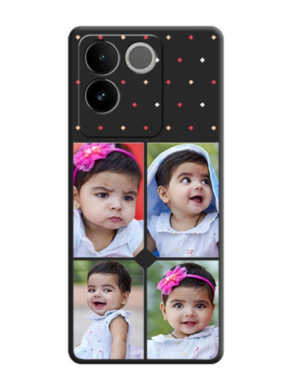 Custom Multicolor Dotted Pattern with 4 Image Holder On Space Black Custom Soft Matte Mobile Back Cover - Vivo T2 Pro 5G