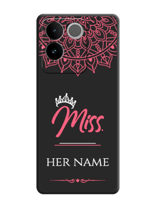Custom Mrs Name with Floral Design On Space Black Custom Soft Matte Mobile Back Cover - Vivo T2 Pro 5G