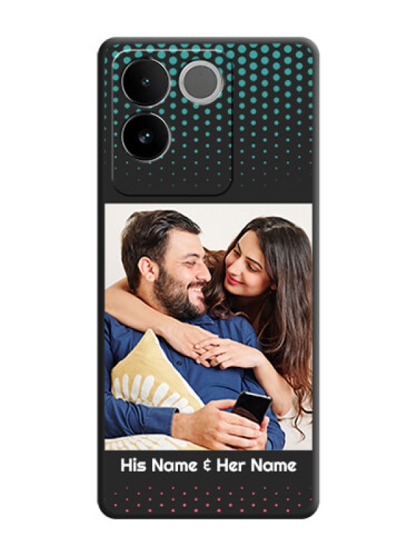 Custom Faded Dots with Grunge Photo Frame and Text On Space Black Custom Soft Matte Mobile Back Cover - Vivo T2 Pro 5G