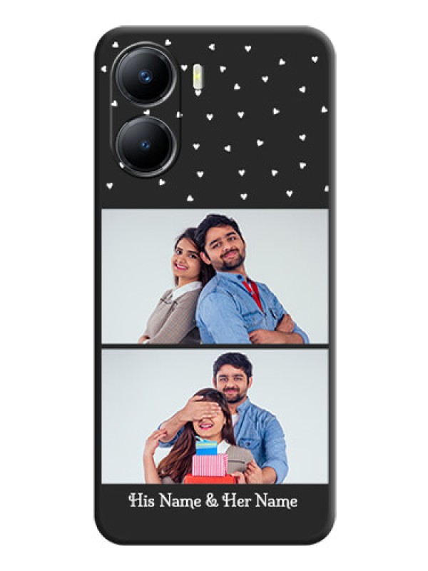 Custom Miniature Love Symbols with Name on Space Black Custom Soft Matte Back Cover - Vivo T2x 5G