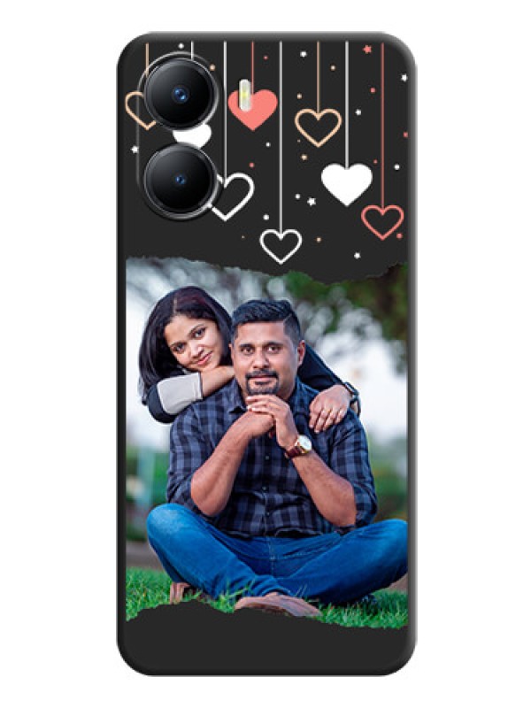 Custom Love Hangings with Splash Wave Picture on Space Black Custom Soft Matte Phone Back Cover - Vivo T2x 5G
