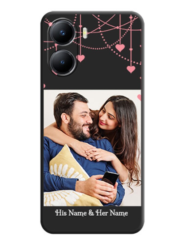 Custom Pink Love Hangings with Text on Space Black Custom Soft Matte Back Cover - Vivo T2x 5G