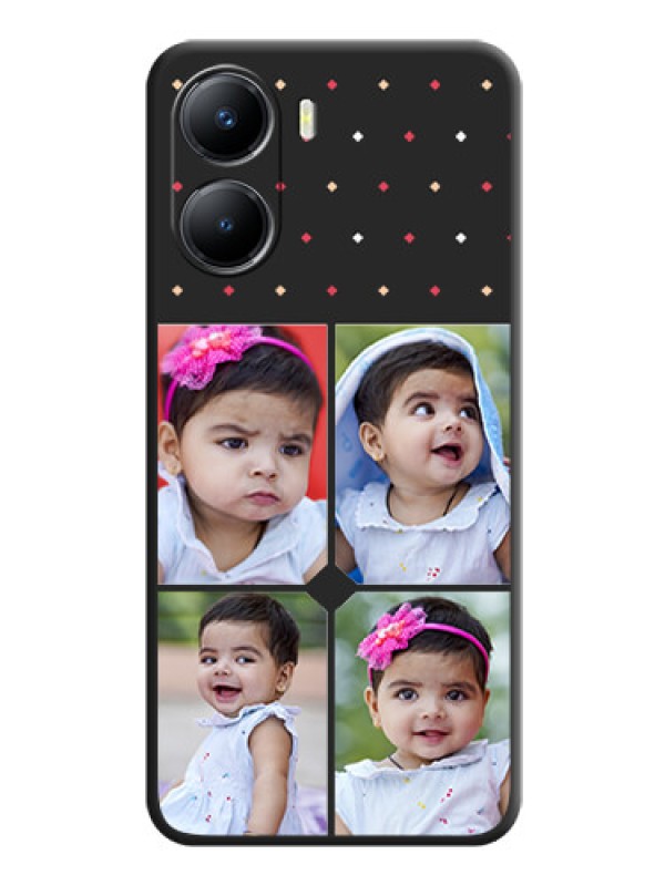 Custom Multicolor Dotted Pattern with 4 Image Holder on Space Black Custom Soft Matte Phone Cases - Vivo T2x 5G