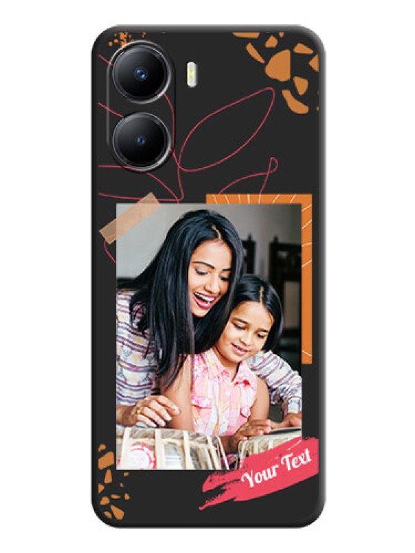 Custom Orange Photo Frame on Space Black Custom Soft Matte Phone Back Cover - Vivo T2x 5G
