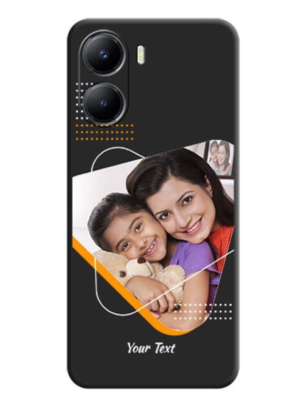 Custom Yellow Triangle on Photo on Space Black Soft Matte Phone Cover - Vivo T2x 5G