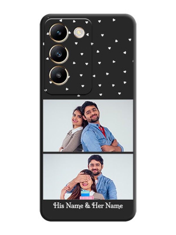 Custom Miniature Love Symbols with Name on Space Black Custom Soft Matte Back Cover - Vivo T3 5G