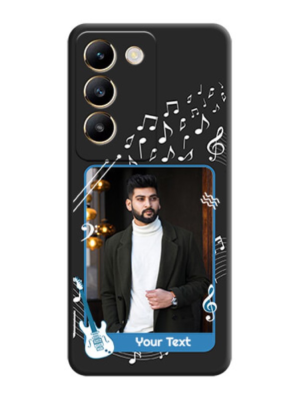 Custom Musical Theme Design with Text - Photo on Space Black Soft Matte Mobile Case - Vivo T3 5G