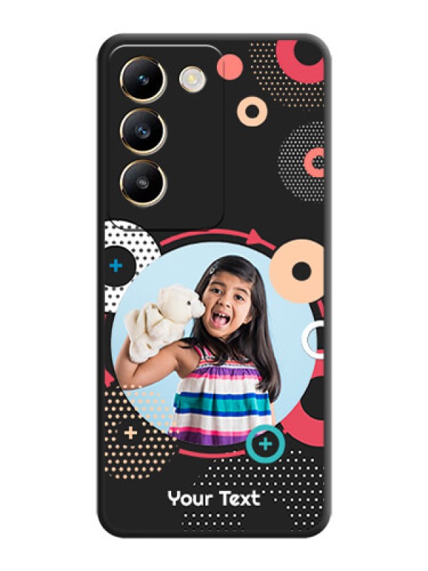Custom Multicoloured Round Image on Personalised Space Black Soft Matte Cases - Vivo T3 5G